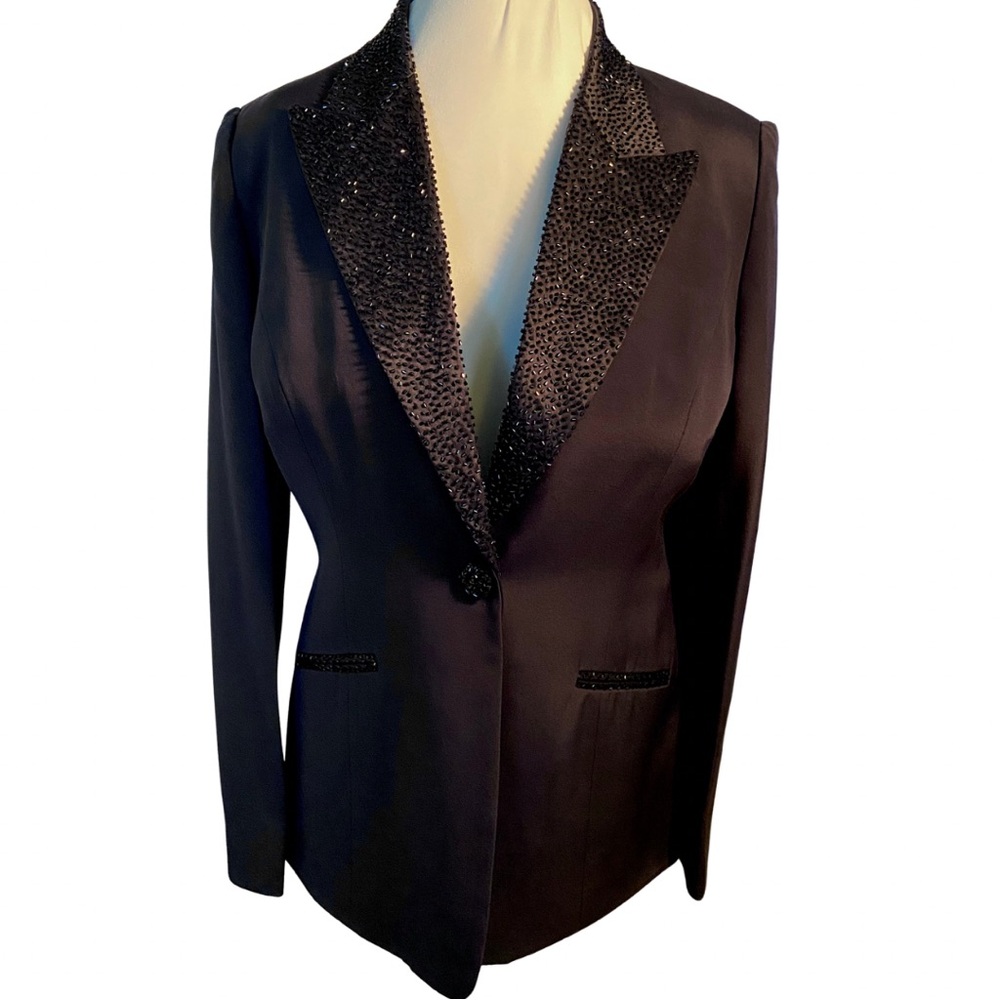 Women’s black silk Tuxedo with beading. New #tuxedo #womenssuit - Picture 2 of 10